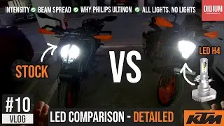 KTM Duke Stock LED VS Aftermarket LED Bulb | Tested with BS6 Duke 390 and Duke 250 | Philips Ultinon