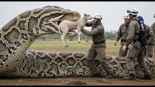 Heroic Rescue Team Rescues a Helpless Baby Lamb from Giant Python