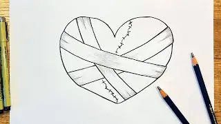 How to draw a Broken Heart Easy step by step | Drawing Ideas for beginners