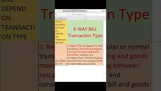 E-WAY BILL Transaction Type/ BILL TO -SHIP TO - DISPATCH FROM / BILL FROM