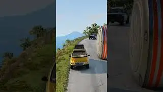 Super Cars & School Bus vs Giant Pit Bollards Crash #3 - BeamNG.Drive