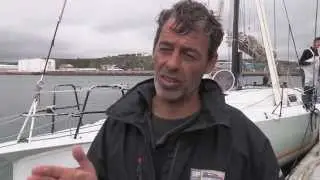 Canting Keel class handicap winner, Nicolas Groleau's Cartouche arrival in Plymouth