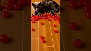 Heart of Pearls Pouring ASMR 🐾✨ (Cat&rsquo;s Reaction!)#satisfying#asmr#reversebeads#beadspouring