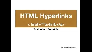 HTML Hyperlinks | a tag | Links in HTML
