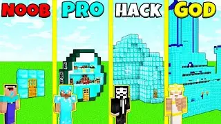 Minecraft Battle: NOOB vs PRO vs HACKER vs GOD: DIAMOND HOUSE BUILD CHALLENGE / Animation