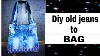 Bag from old jeans/ Diy old jeans recycled into bag/cloth bag sewing