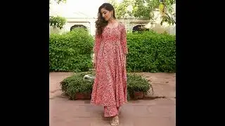 Arayna Women's Cotton Printed Anarkali Kurti with Palazzo Pants Set, Floral #arayn #onlineshopping