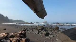 California rocky beach during Vanabode tour of U.S.