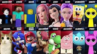 Sonic vs Mario vs Steve vs Roblox vs Minecraft vs Fortnite vs Brainrot | Super Smash Bros Ultimate