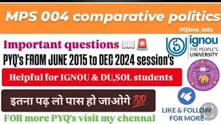 MPS 004 PYQ's FROM JUNE 2015 to DEC 2024 Discussion|| #mps #pyq #previousyearquestions #ignouexam  