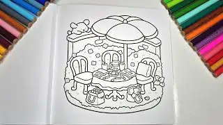 Adorable Garden Cafe Coloring 🌈 | Cute, Relaxing, Satisfying Coloring ASMR for Sleep & Stress Relief