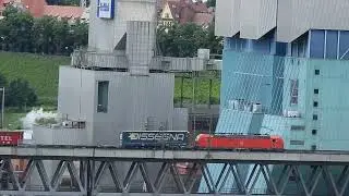 193 320 mit Kombiverkehr (zahlreiche Tanktainer) auf dem Viadukt Stuttgart-M&uuml;nster