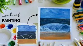 Easy trick to draw storm sea waves 🌊 #art #easypainting #acrylicpainting 
