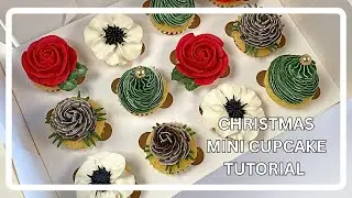 Christmas Mini Cupcake Tutorial. Perfect for Beginners! 🎄 🧁 #cupcakepiping #buttercreamflowers