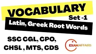 VOCABULARY in Hindi। Latin Greek Root words। Set 1।SSC CGL।CPO।MTS।CDS।CHSL।IBPS