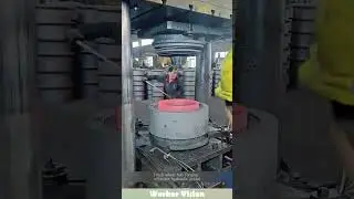 Truck wheel hub forging: efficient hydraulic press! #machine #forging