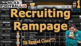 NCAA Football 14 Recruiting Rampage Ep.1 | TOP 10 CLASS WITH ILLINOIS! (Inspired by Draft Wars)