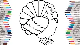 Coloring a Turkey 🦃 THANKSGIVING 2022 Coloring Page | Coloring Videos|