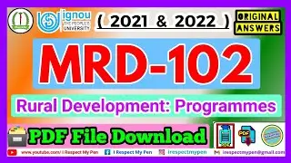 MRD 102 Solved Assignment 2022 IGNOU MRD102 Rural Development Programmes PDF DOWNLOAD IGNOU