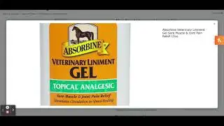 Absorbine Veterinary Liniment Gel Sore Muscle & Joint Pain Relief 12oz.