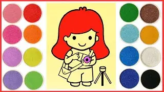 Sand Painting Little Girl learn Photography - Art for kids and toddlers