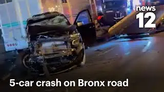 На видео видны обломки после столкновения пяти автомобилей на скоростной автомагистрали Cross Bro...