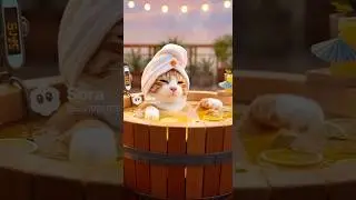 🛀🐱 お風呂の時間❤️ Bath Time #happycat #cat #ai #shorts#funny