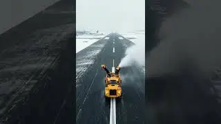 Dual-engine snow removal team clearing airport runways at high speed.