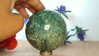Green Jade Sphere Beautiful Large Natural Green Jade Healing Crystal Stone , Green jasper Metaphysic