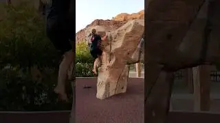 Kai bouldering at Moab Boulder Park
