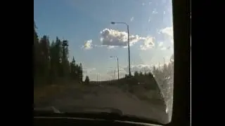 Driving in Vartius near the Russian border station, Finland