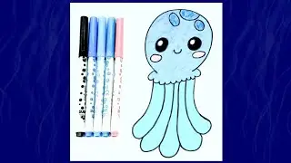 How to draw a cute jellyfish #tinyartist #drawing #video 