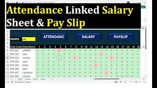 Attendance Linked Salary Sheet & Pay Slip in Excel | Auto Salary Calculation