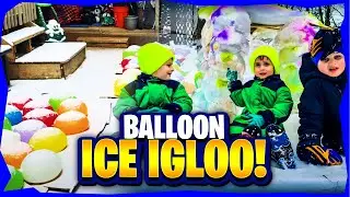 Igloo Made of Ice Balloons?! 🎈 Hilarious Winter Experiment & Ice Castle Build!