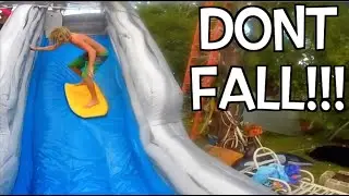 Insane 50 Foot SLIP N DIE!!! Part 2. Surfing Down The Slide. | JOOGSQUAD PPJT