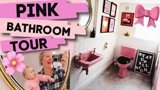 Pink Bathroom Tour! Burlington bathroom & vintage artwork