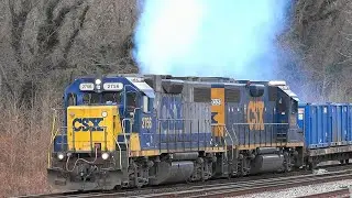Smoking Yellow Nose Two CSX GP38 in Point of Rocks