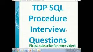 SQL Procedure Interview Questions