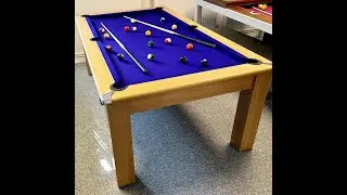 7ft Modern Classic Pool Dining Table - Slate Bed model in Oak with Purple Cloth