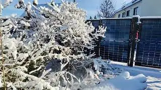 Solarzaun im Winter - Besser und mehr Strom als vom Dach. Ich habe kein Schnee Problem.