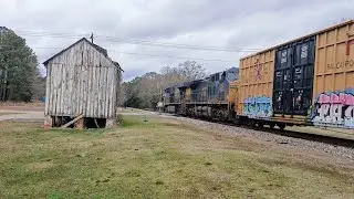 CSX L657 passes by the old Seaboard Depot in Swansea SC on the CSX Columbia Subdivision the S-Line