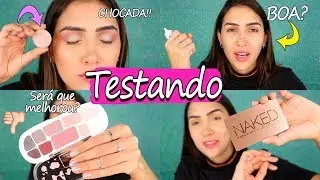 TESTANDO MAKES | hidratante com cor, sombra glitter baratinha