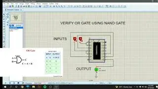 Verify OR gate using NAND in proteus [NAND gate Implementation].
