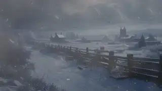 Dark Village Snowfall: Serene Blizzard Ambience for Restful Slumber