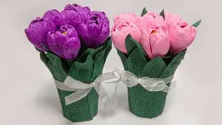 BOUQUET OF TULIPS - a gift for mom by MARCH 8 | TULIPS for Mother's Day| GIFT FOR MOM DIY