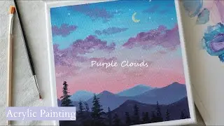 Purple clouds / Easy acrylic painting for beginners / PaintingTutorial
