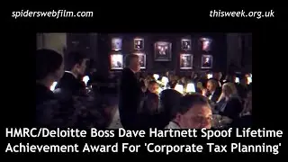 Great fun Non Violent Direct Action invading banquet to present fake tax avoidance award Spiders Web