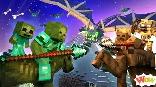 Zombie vs Camel Husk Parched vs Phantom Army - Mounts of Mayhem Battle (Minecraft Movie Animation)