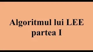 Algoritmul lui LEE - introducere