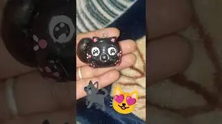 Too Cute to Ignore! Black Cat Keychain 🐈&zwj;⬛ | Clay Art #diykeychain #clayart #jvcreativity #trending